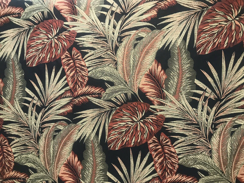 BACK IN STOCK!  Designer Brocade Upholstery Fabric- Palm Leaves Floral Black - Fancy Styles Fabric Pierre Frey Lee Jofa Brunschwig & Fils