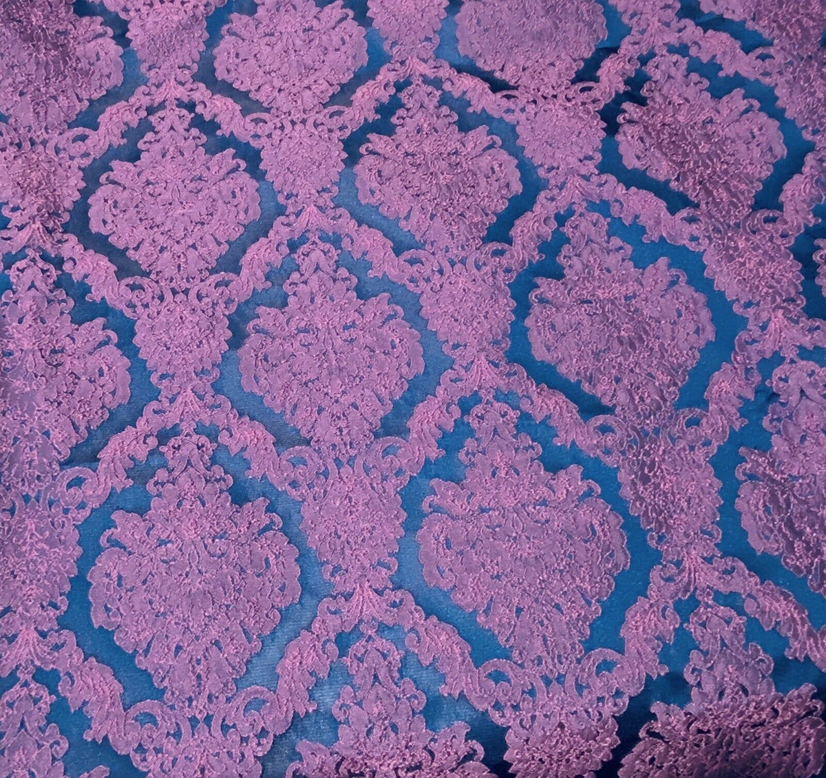 Fat Quarter- Style L- Princess Giselle Designer Damask Satin Drapery Upholstery Fabric - Fuchsia Pink & Navy Blue - Fancy Styles Fabric Pierre Frey Lee Jofa Brunschwig & Fils
