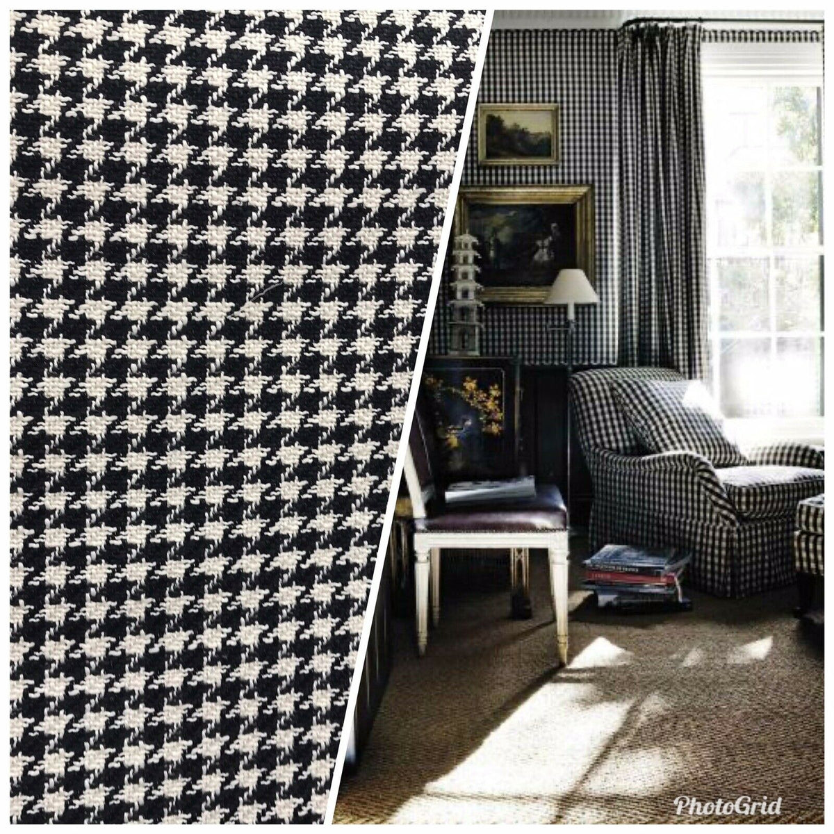 NEW! Designer Upholstery Heavyweight Tweed Fabric- Gingham Houndstooth BTY - Fancy Styles Fabric Pierre Frey Lee Jofa Brunschwig & Fils
