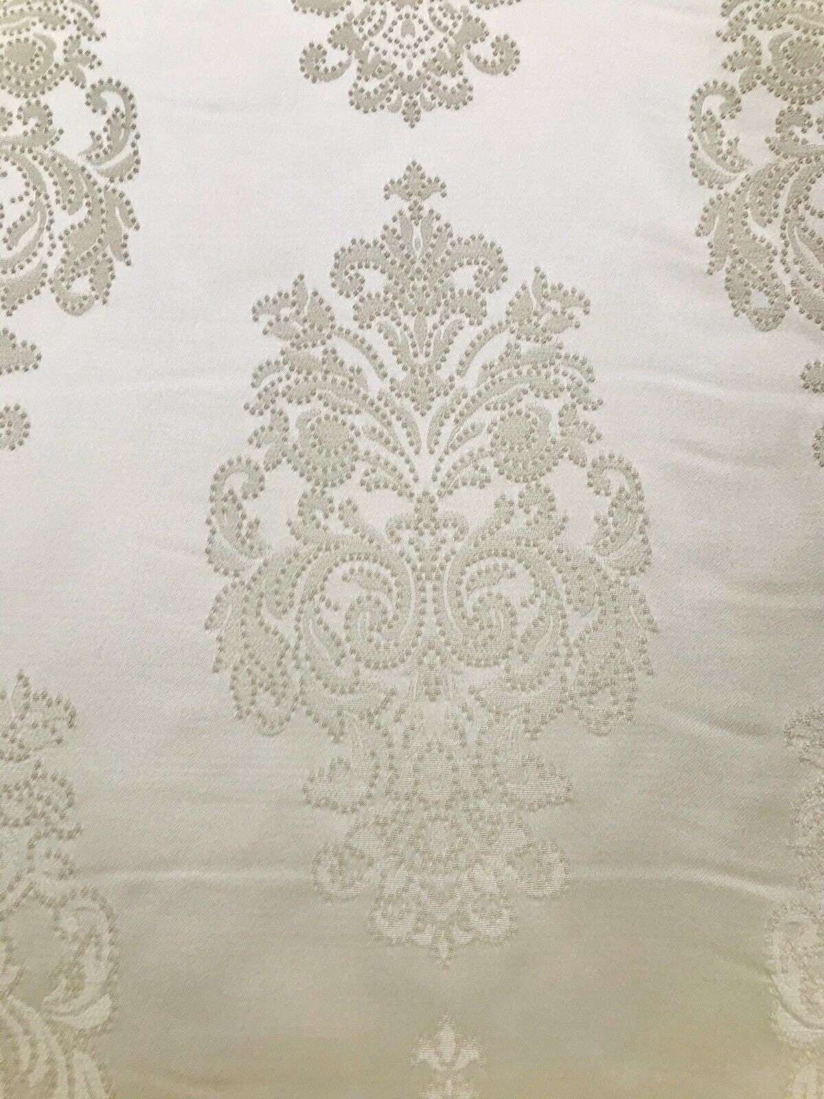 NEW Lady Alison Designer Satin Damask Brocade Upholstery Drapery Fabric - Cream Ivory - Fancy Styles Fabric Pierre Frey Lee Jofa Brunschwig & Fils