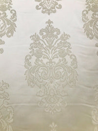 NEW Lady Alison Designer Satin Damask Brocade Upholstery Drapery Fabric - Cream Ivory - Fancy Styles Fabric Pierre Frey Lee Jofa Brunschwig & Fils