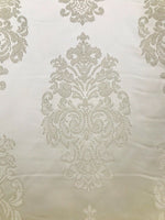 NEW Lady Alison Designer Satin Damask Brocade Upholstery Drapery Fabric - Cream Ivory - Fancy Styles Fabric Pierre Frey Lee Jofa Brunschwig & Fils