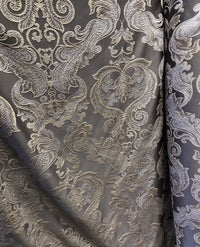 SWATCH 8” x 8” Sample- Designer Brocade Satin Fabric- Gray Silver Gold - Damask - Fancy Styles Fabric Pierre Frey Lee Jofa Brunschwig & Fils