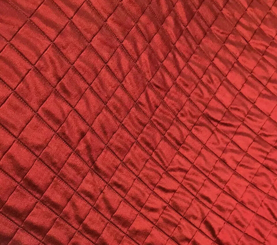 DEAL! Lady Celestine 100% Silk Taffeta Embroidered Quilted Diamond Double Layer Fabric- Red - Fancy Styles Fabric Pierre Frey Lee Jofa Brunschwig & Fils