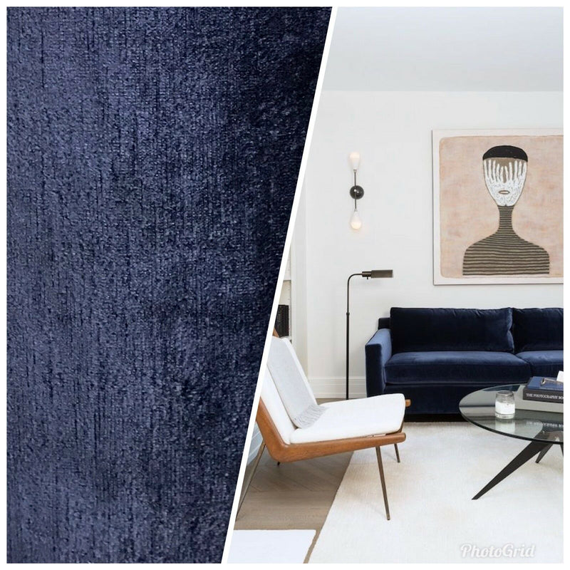 Designer Heavyweight Upholstery Velvet Fabric - Midnight Blue - Fancy Styles Fabric Pierre Frey Lee Jofa Brunschwig & Fils