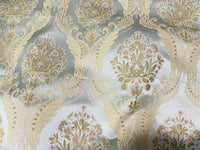 NEW Queen Antionette Novelty Ritz Neoclassical Brocade Damask Floral Satin Fabric - Louis Blue - Fancy Styles Fabric Pierre Frey Lee Jofa Brunschwig & Fils