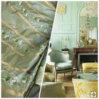 SWATCH Duchess Jezebel Designer 100% Silk Taffeta Aqua Green Fabric Embroidered Drapery - Fancy Styles Fabric Pierre Frey Lee Jofa Brunschwig & Fils