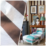 NEW Designer 100% Silk Taffeta Dupioni Stripes Fabric - Brown Light Blue BTY - Fancy Styles Fabric Pierre Frey Lee Jofa Brunschwig & Fils
