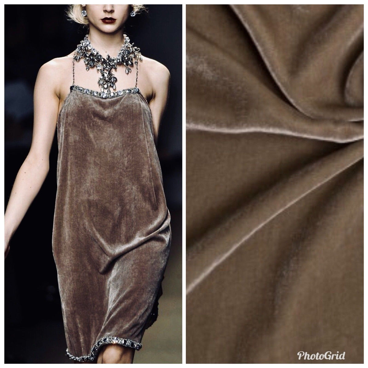 Designer Silk Rayon Velvet Fabric Warm Taupe - By The Yard - Fancy Styles Fabric Pierre Frey Lee Jofa Brunschwig & Fils
