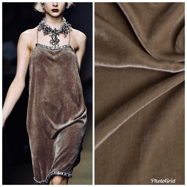 Designer Silk Rayon Velvet Fabric Warm Taupe - By The Yard - Fancy Styles Fabric Pierre Frey Lee Jofa Brunschwig & Fils