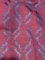 NEW Princess Giselle Designer Damask Satin Drapery Upholstery Fabric - Electric Red & Navy Blue - Fancy Styles Fabric Pierre Frey Lee Jofa Brunschwig & Fils
