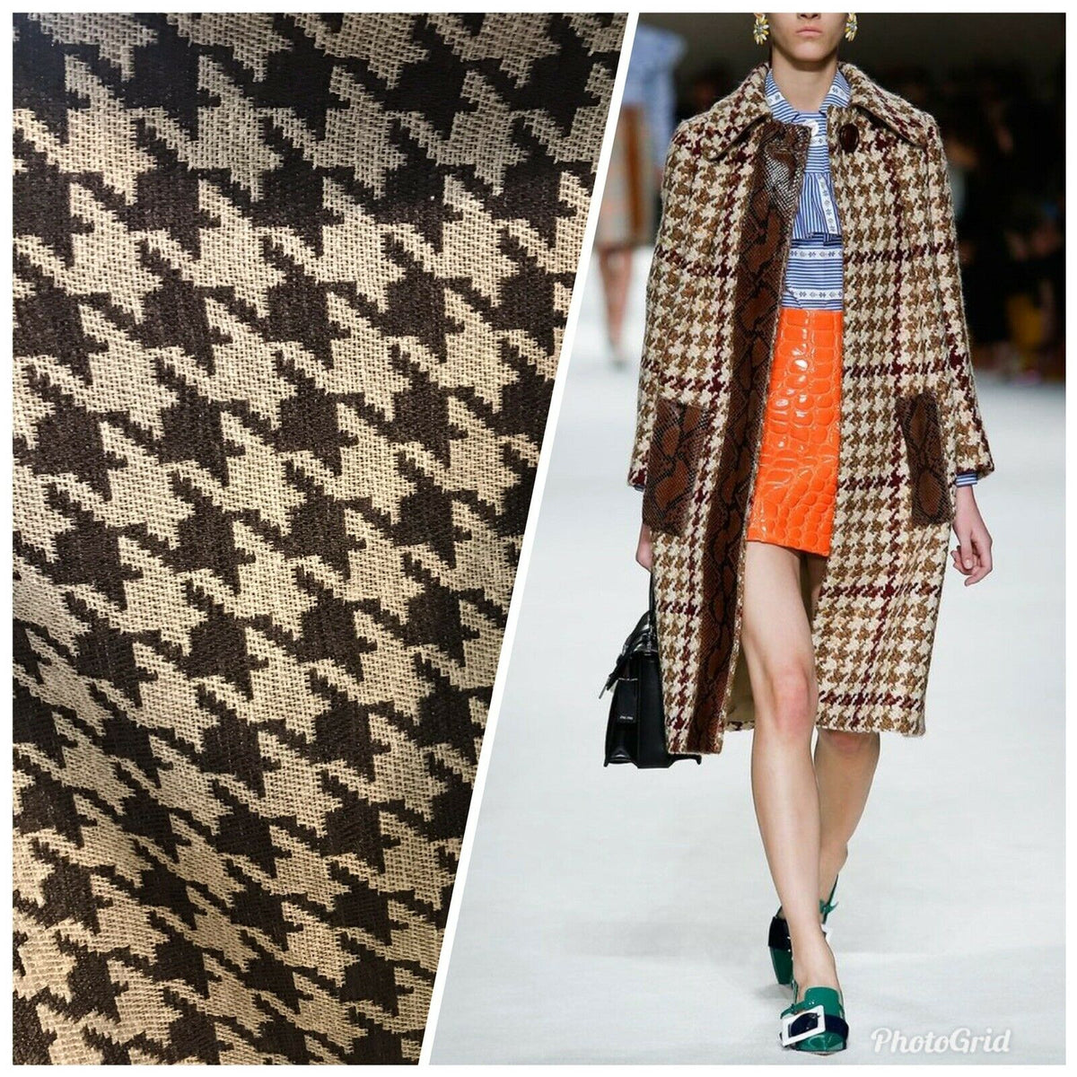 NEW Designer Upholstery Oversized Houndstooth Pattern Fabric - Brown & Natural - Fancy Styles Fabric Pierre Frey Lee Jofa Brunschwig & Fils