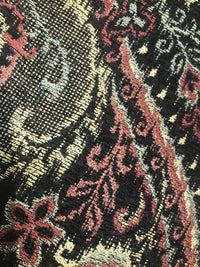 SWATCH Designer Velvet Chenille Burnout Fabric - Black With Muted Multi Colors - Fancy Styles Fabric Pierre Frey Lee Jofa Brunschwig & Fils