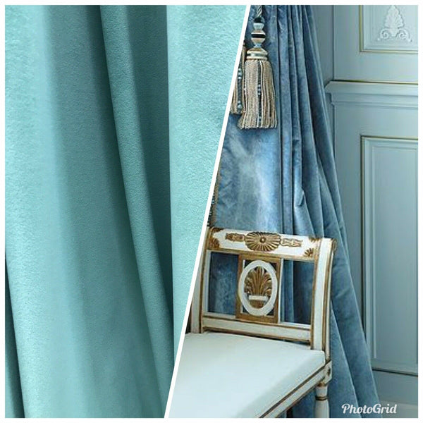 NEW! Designer Velvet Upholstery & Drapery Fabric - Tiffany Blue- BTY - Fancy Styles Fabric Pierre Frey Lee Jofa Brunschwig & Fils