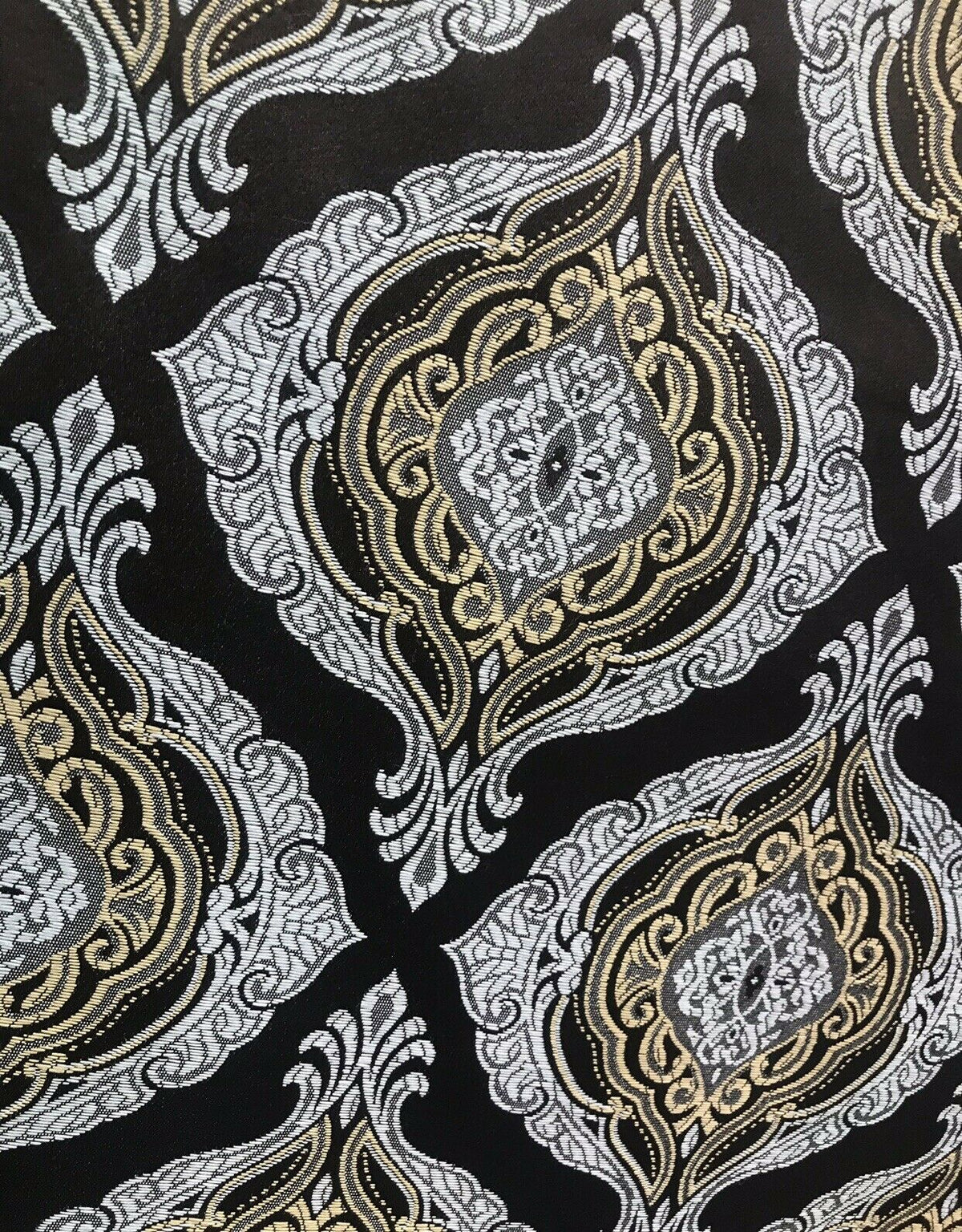 Duke Joseph Designer Brocade Satin Fabric Brown, Pale Blue, Gold - Damask G3 - Fancy Styles Fabric Pierre Frey Lee Jofa Brunschwig & Fils