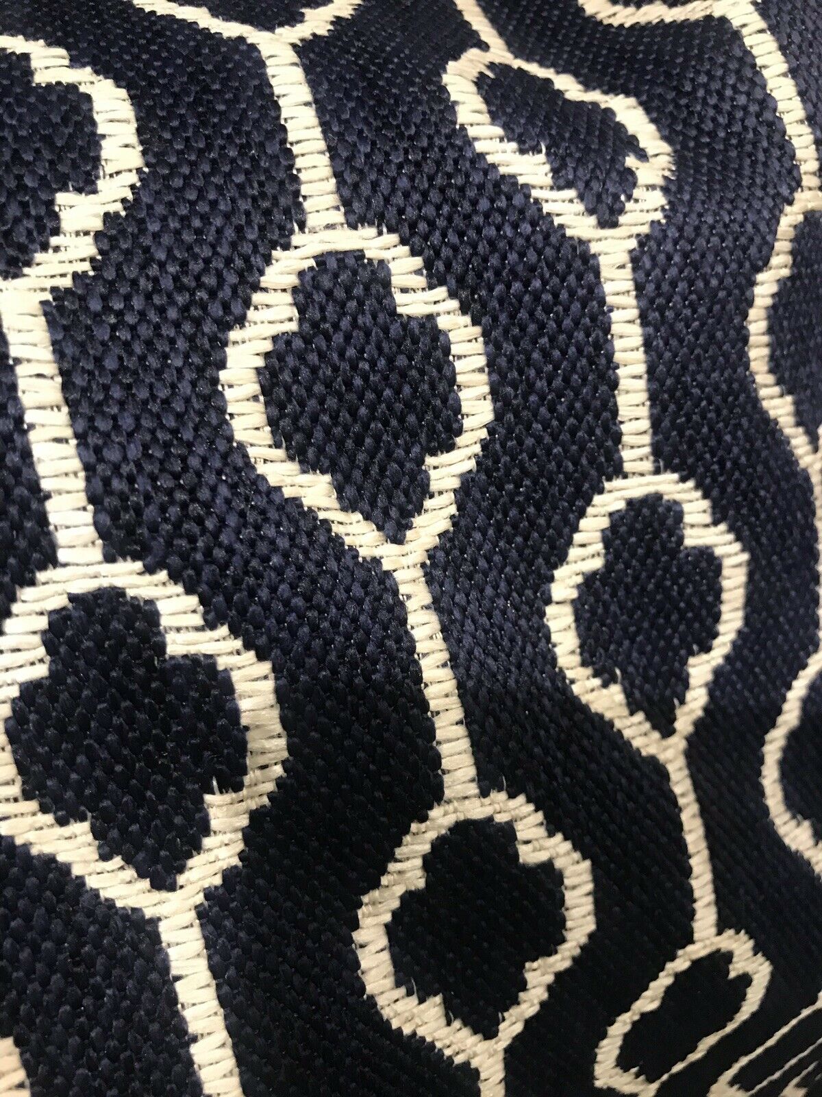 NEW Burnout Linen Inspired Upholstery Fabric- Indigo Blue Navy Geometric - Fancy Styles Fabric Pierre Frey Lee Jofa Brunschwig & Fils
