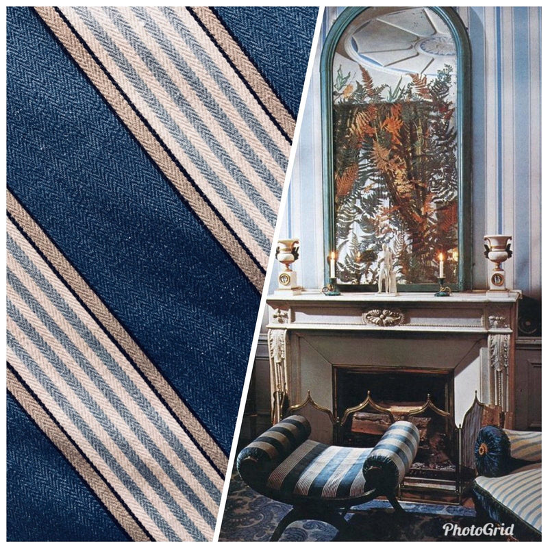 NEW Cotton French Stripes Upholstery Fabric - Heavyweight - Blue - Fancy Styles Fabric Pierre Frey Lee Jofa Brunschwig & Fils