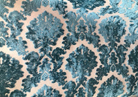 NEW! Duke Gabriel Designer Damask Burnout Chenille Velvet Fabric - Teal Blue - Fancy Styles Fabric Pierre Frey Lee Jofa Brunschwig & Fils