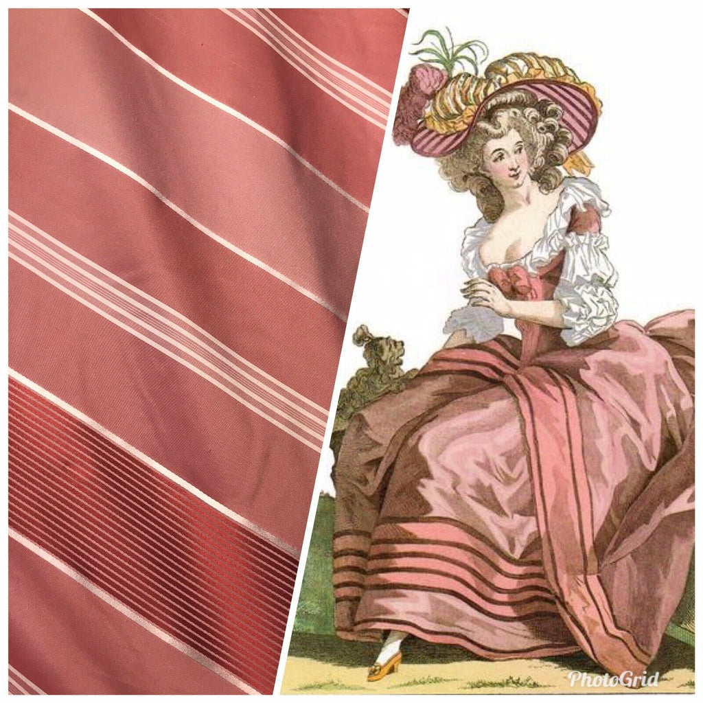 NEW Countess Lilly Designer 100% Silk Taffeta Dupioni Stripes Fabric - Rose 55” Wide - Fancy Styles Fabric Pierre Frey Lee Jofa Brunschwig & Fils