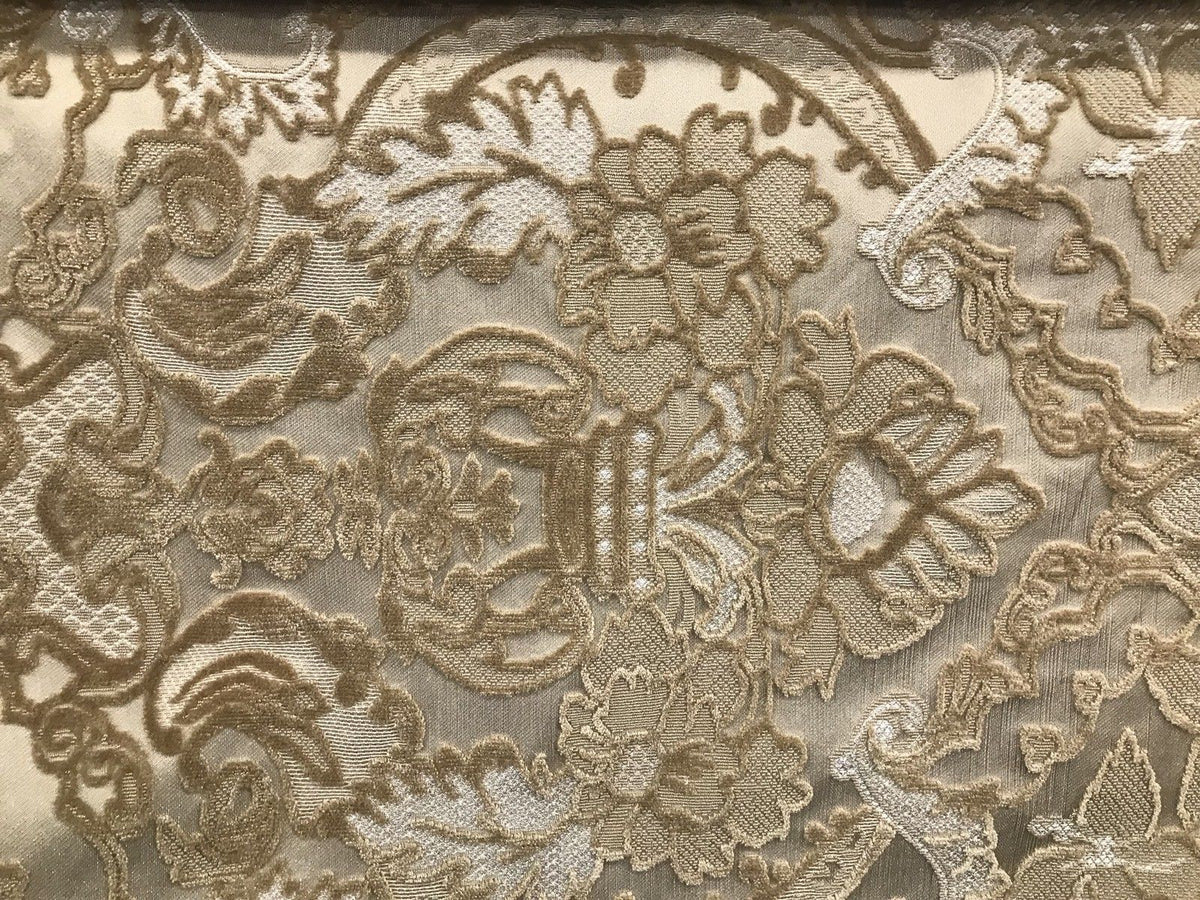 NEW! Made In Belgium Brocade Chenille Velvet Fabric- Honey Damask- Upholstery - Fancy Styles Fabric Boutique