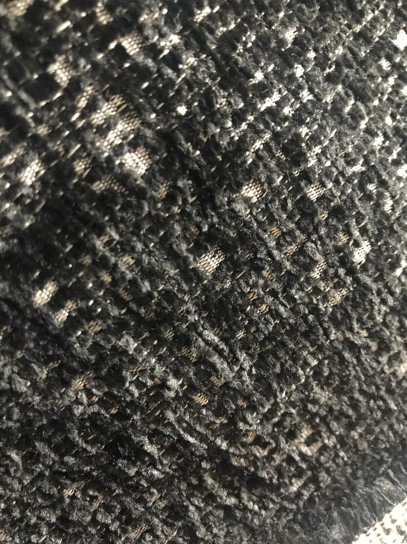 NEW Designer Upholstery Heavyweight Tweed Fabric- Black White Melange- BTY - Fancy Styles Fabric Pierre Frey Lee Jofa Brunschwig & Fils