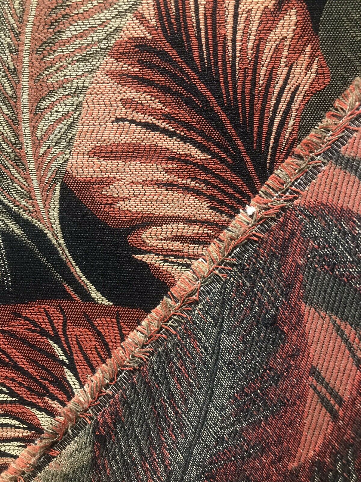 BACK IN STOCK!  Designer Brocade Upholstery Fabric- Palm Leaves Floral Black - Fancy Styles Fabric Pierre Frey Lee Jofa Brunschwig & Fils