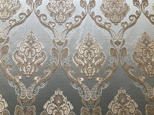 SWATCH Antique Inspired Eggshell Silver Blue Satin Brocade Upholstery Fabric - Fancy Styles Fabric Pierre Frey Lee Jofa Brunschwig & Fils