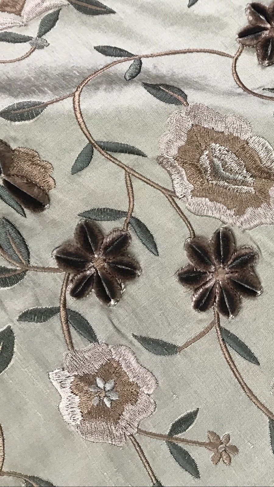Designer 100% Silk Taffeta & Velvet Flowers Fabric Embroidery- Drapery - Beige - Fancy Styles Fabric Pierre Frey Lee Jofa