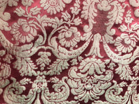 SWATCH- 100% Silk Taffeta Damask Interior Design Fabric - Rouge Red - Fancy Styles Fabric Boutique
