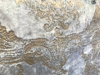 Designer Burnout Antique Inspired Velvet Fabric Eggshell Blue And Gold - Fancy Styles Fabric Pierre Frey Lee Jofa