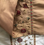 NEW! Lady Margot 100% Silk Dupioni Embroidered Floral Stripes Fabric- Burnt Peach Apricot - Fancy Styles Fabric Pierre Frey Lee Jofa Brunschwig & Fils