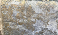 Designer Burnout Antique Inspired Velvet Fabric Eggshell Blue And Gold - Fancy Styles Fabric Pierre Frey Lee Jofa
