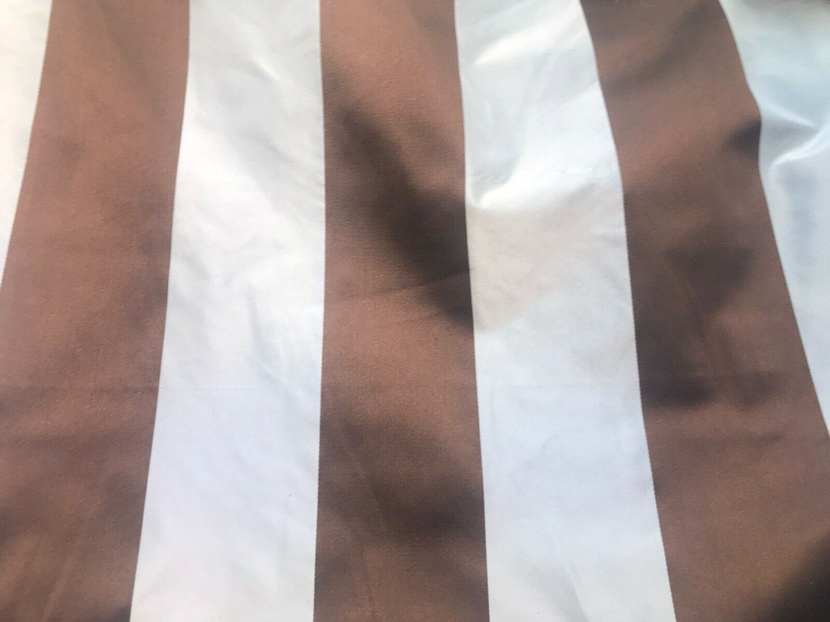 NEW Designer 100% Silk Taffeta Dupioni Stripes Fabric - Brown Light Blue BTY - Fancy Styles Fabric Pierre Frey Lee Jofa Brunschwig & Fils