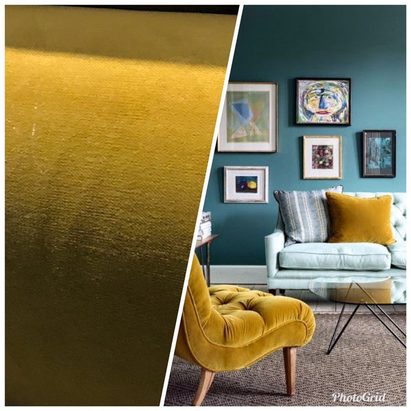 Designer Upholstery Velvet Fabric - Autumn Yellow - Interior Design - Fancy Styles Fabric Pierre Frey Lee Jofa Brunschwig & Fils