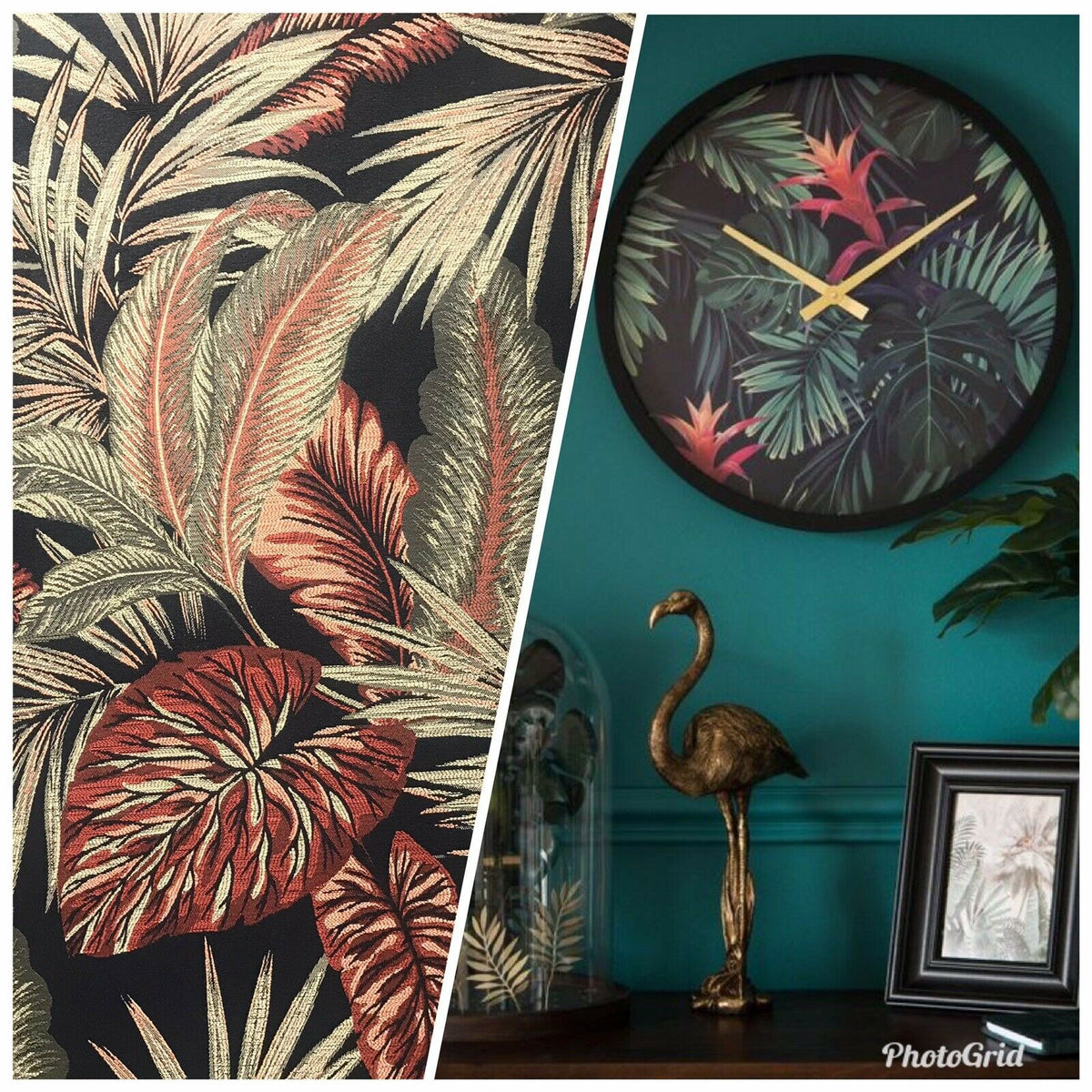 BACK IN STOCK!  Designer Brocade Upholstery Fabric- Palm Leaves Floral Black - Fancy Styles Fabric Pierre Frey Lee Jofa Brunschwig & Fils