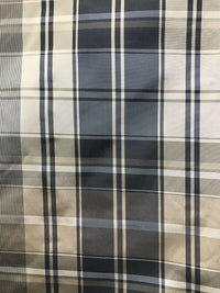 NEW Designer 100% Silk Taffeta Plaid Tartan Fabric- Black Taupe Cream - Fancy Styles Fabric Pierre Frey Lee Jofa Brunschwig & Fils