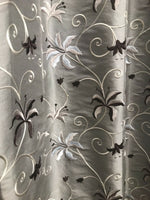 NEW! 100% Silk Embroidered Dupioni Taffeta Fabric - Floral Silver Gray Floral - Fancy Styles Fabric Pierre Frey Lee Jofa Brunschwig & Fils
