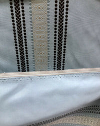 Sir Bradley Designer Brocade Satin Fabric- Pale Blue, Brown, Gold Stripes Neoclassical G1 - Fancy Styles Fabric Pierre Frey Lee Jofa Brunschwig & Fils