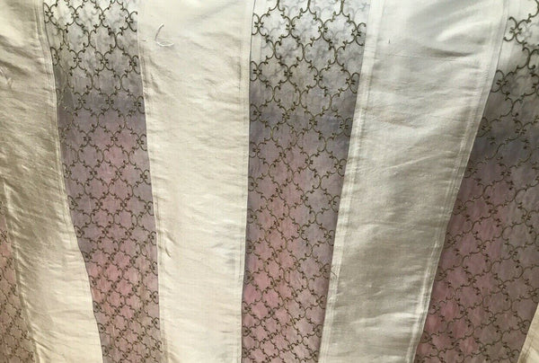 Lady Rachelle 100% Silk Taffeta Striped Drapery Fabric - Pale Green & Clear - Embroidered - Fancy Styles Fabric Pierre Frey Lee Jofa Brunschwig & Fils