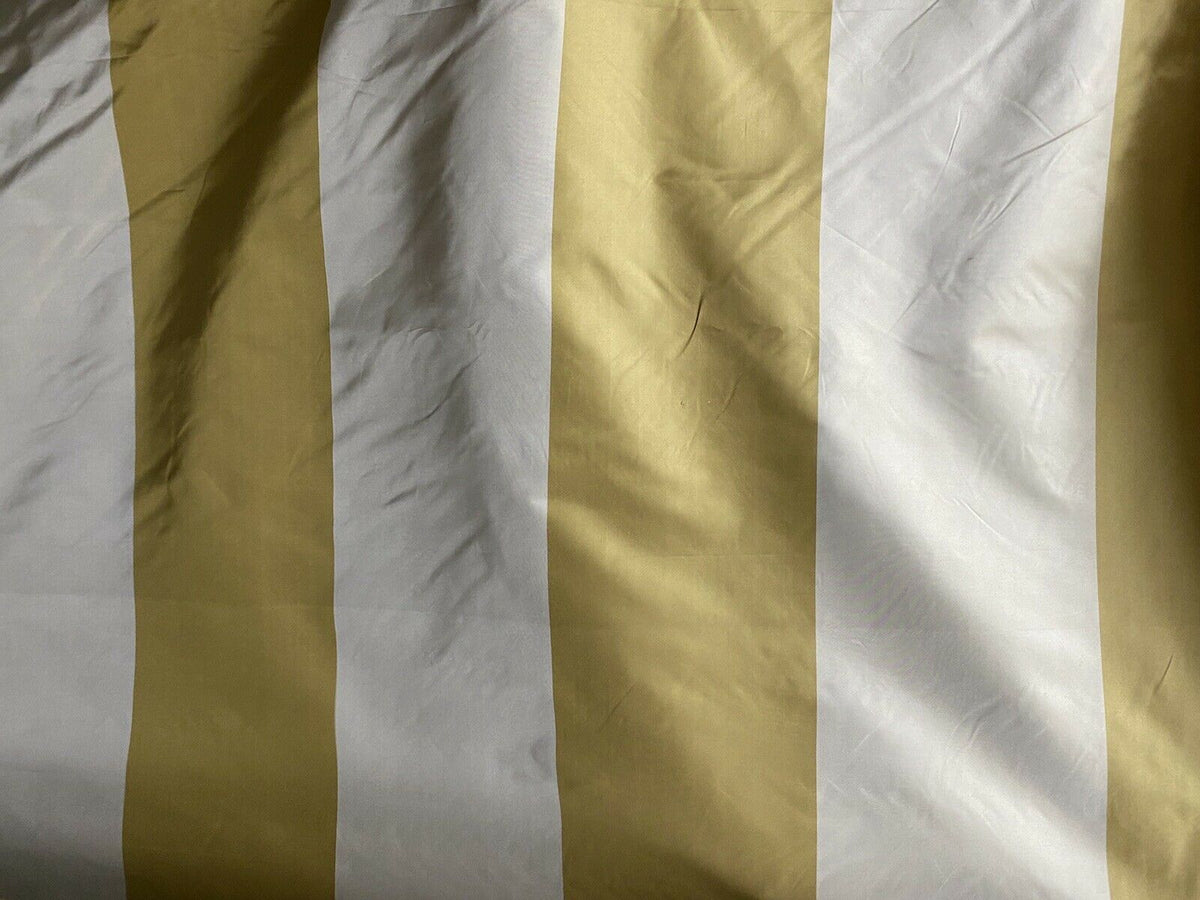NEW 100% Silk Taffeta Gold & Cream Striped Fabric - Fancy Styles Fabric Pierre Frey Lee Jofa Brunschwig & Fils