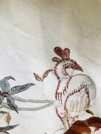 NEW! Lady Patrice Designer Embroidered Peacock Drapery Fabric  - Rust Orange Blue-Grey G11 - Fancy Styles Fabric Pierre Frey Lee Jofa Brunschwig & Fils