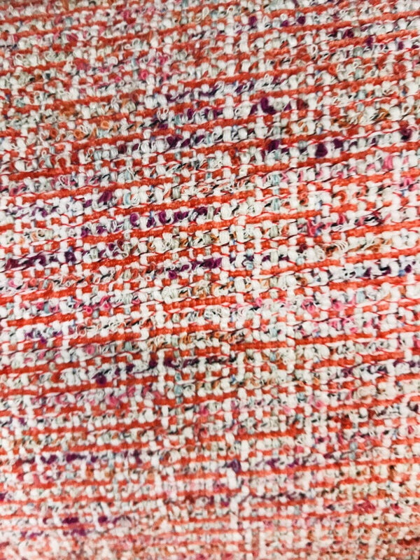 Designer Upholstery Heavyweight Tweed Fabric- Red White- Sold By The Yard - Fancy Styles Fabric Pierre Frey Lee Jofa Brunschwig & Fils