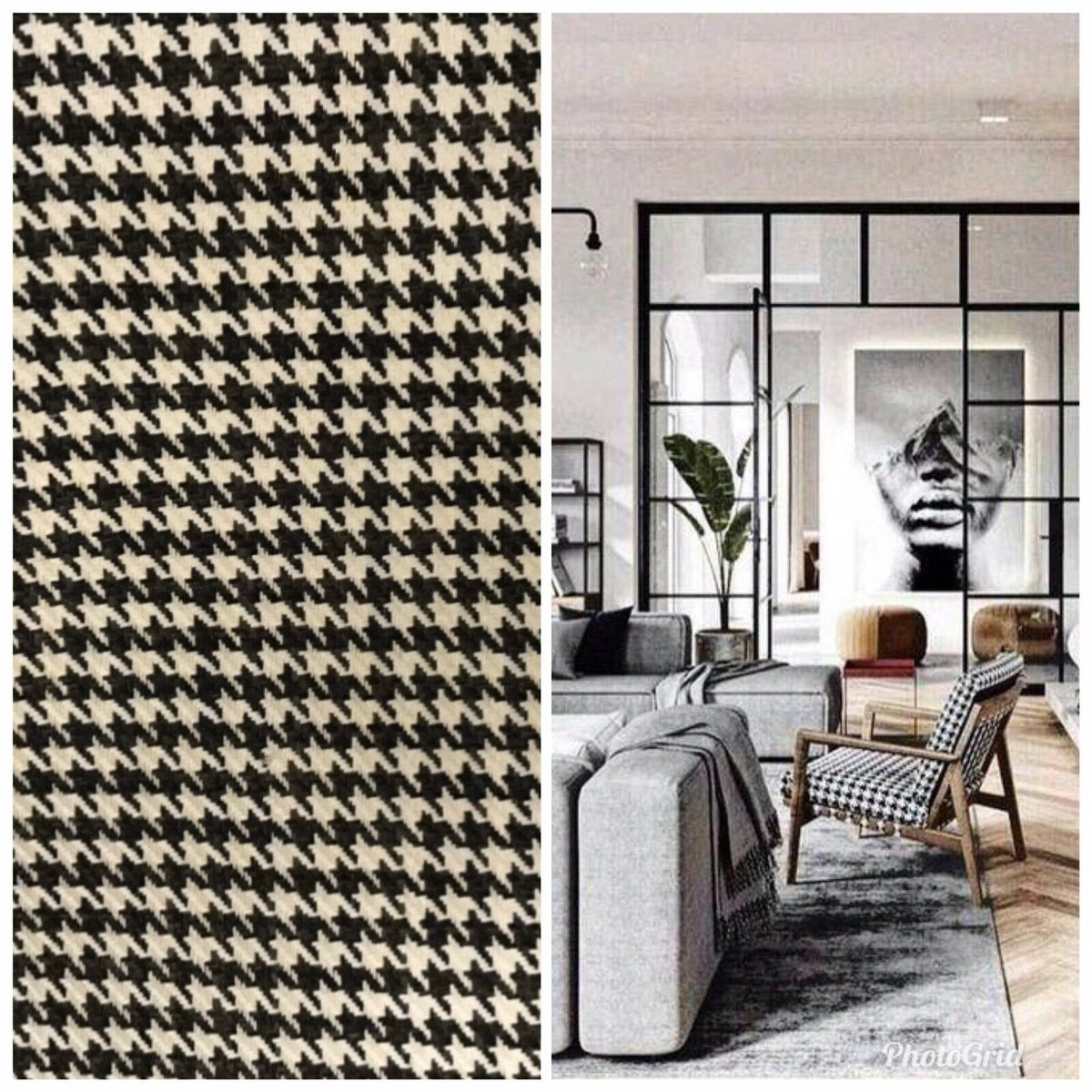 Designer Upholstery Gingham Houndstooth Tweed Fabric- 56” Wide -BTY - Fancy Styles Fabric Pierre Frey Lee Jofa Brunschwig & Fils