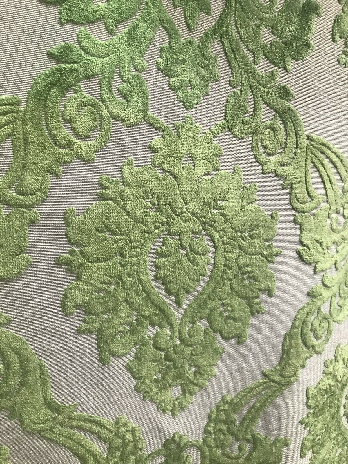 NEW Duke Raphael Designer Velvet Chenille Burnout Damask Upholstery Fabric - Green - Fancy Styles Fabric Pierre Frey Lee Jofa Brunschwig & Fils