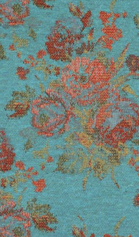 NEW Miss Juniper Designer Floral Needlepoint Inspired Upholstery Fabric- Turquoise & Roses - Fancy Styles Fabric Pierre Frey Lee Jofa Brunschwig & Fils