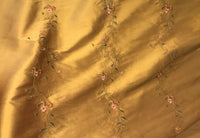 NEW! Duchess Rowena 100% Silk Dupioni Embroidery Floral Fabric- Copper Gold - Fancy Styles Fabric Pierre Frey Lee Jofa Brunschwig & Fils