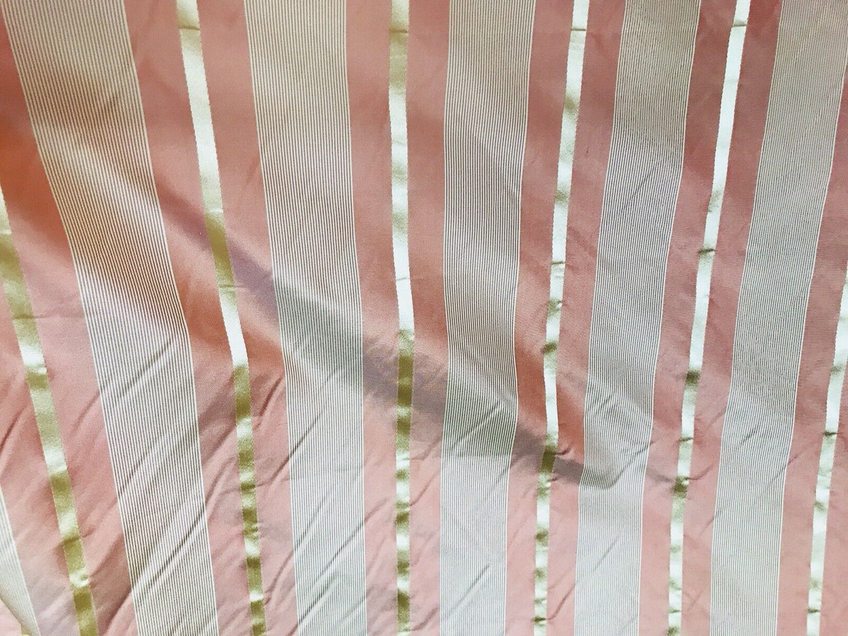 NEW! Lady Lynette SALE! 100% Silk Taffeta Muted Red And Gold Stripes Fabric- 55” Wide - Fancy Styles Fabric Pierre Frey Lee Jofa Brunschwig & Fils