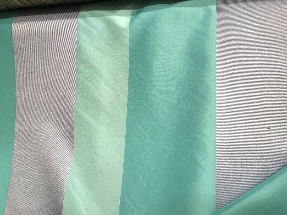 NEW! Queen Kirsten 100% Silk Rib Taffeta Fabric With Aqua, Turquoise, Lilac Pastel Stripe - Fancy Styles Fabric Pierre Frey Lee Jofa Brunschwig & Fils