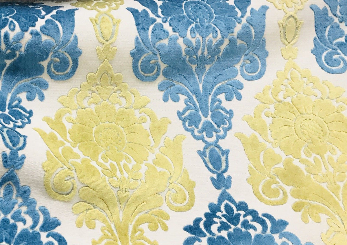 SWATCH- Imported Belgium Burnout Damask Chenille Velvet Fabric Upholstery - Fancy Styles Fabric Boutique