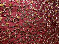 SALE! Designer 100% Silk Taffeta Embroidered Fabric - Red Floral - Fancy Styles Fabric Boutique